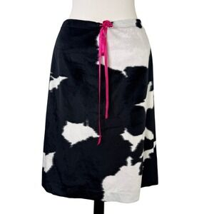 bebe Cow Print Faux‎ Fur Skirt Size 4 Y2K Western Glam Rodeo Night Out
